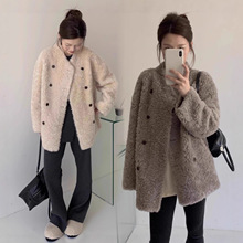 羊羔毛皮草外套女中长款双排扣100绵羊毛羊剪绒毛毛大衣秋冬新款