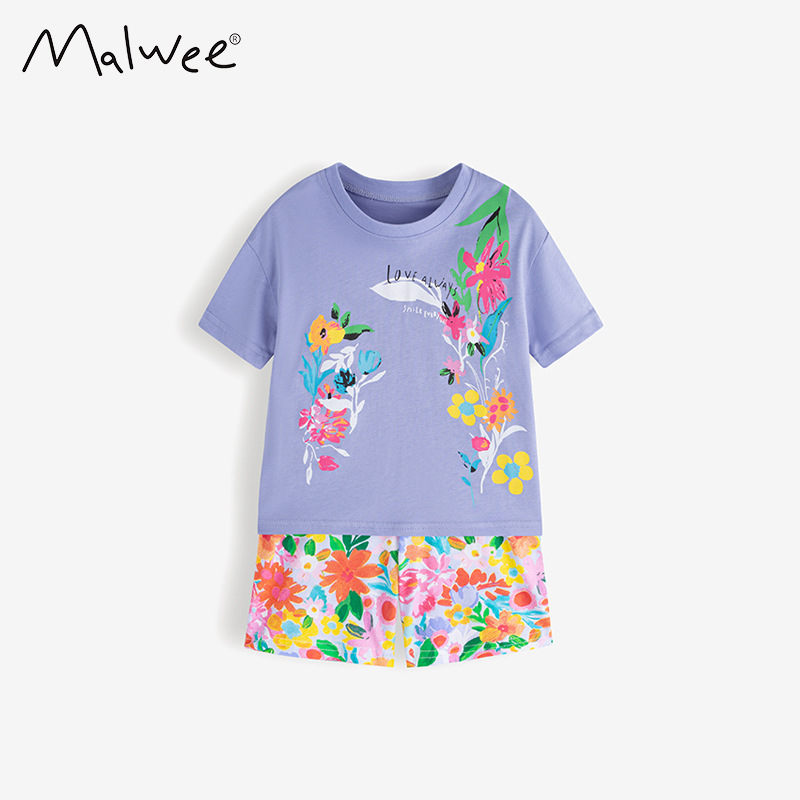 Malwee transfronterizo de verano conjunto de pantalones cortos para niños europeos y estadounidenses de dos piezas cómodos y transpirables, moda y suelta.