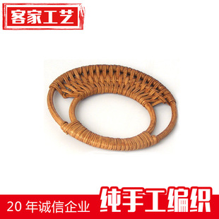 Craft factory for double-ring shape luggage double round woven rattan handle hand-held luggage round handle hand-held