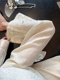 蕾丝拼接钉珠阔腿裤女薄款2026夏季新款慵懒风宽松显瘦直筒裤子韩