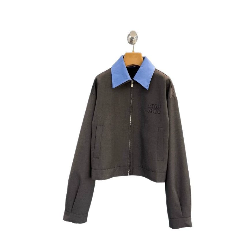 Cute patch, suit with zipper, long-sleeve, jacket, with embroidery