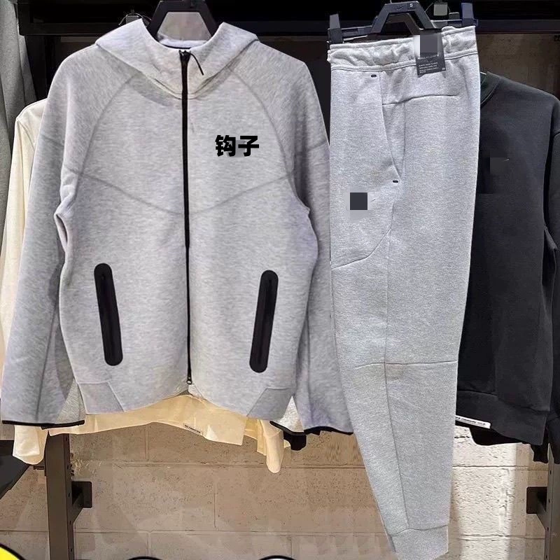 320G тяжелый хлопок спортивный костюм мужской весенний и осенний свитер с капюшоном повседневные дикие брюки беговая тренировка 46