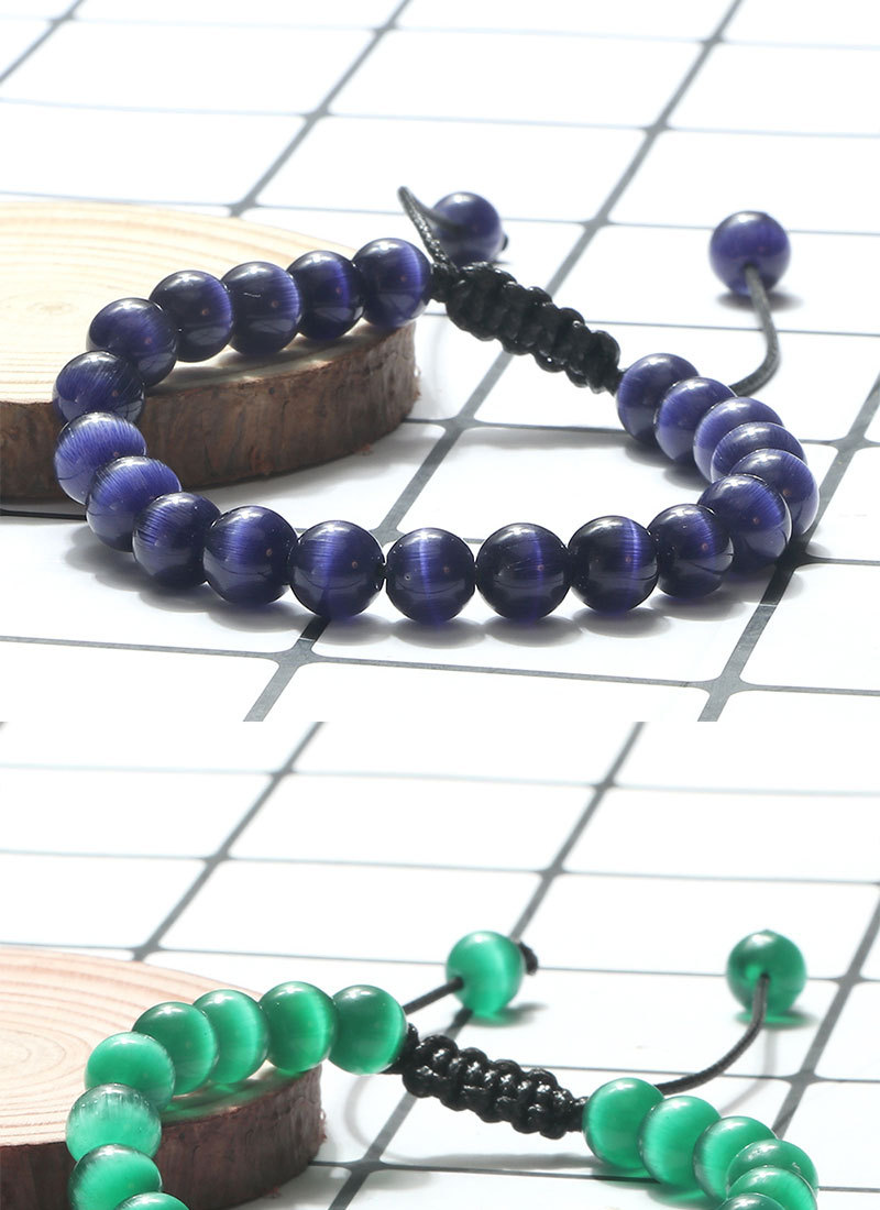 Beaded Bracelet Couple Set Handmade Braided Cat Eye Stone Rope_voghion.com