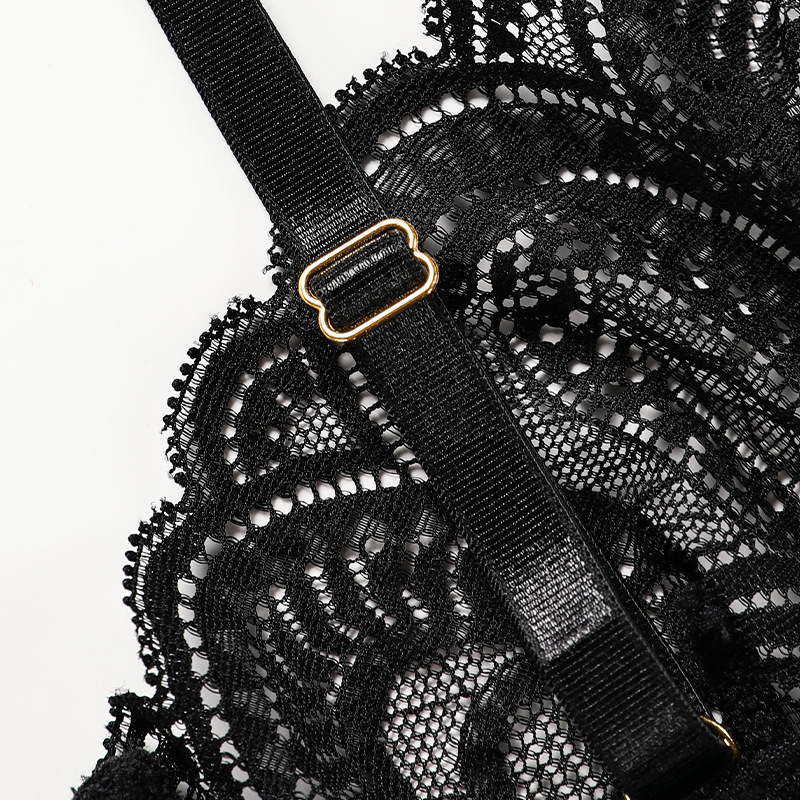 Set di lingerie sexy in pizzo di grandi dimensioni, divertente scrigno a forma di T, reggiseno da donna arricciato anticedevole e regolabile_voghion.com