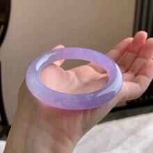 【优选】冰种紫罗兰处理翡翠手镯圆条缅甸老坑彩正圈玉镯子女款