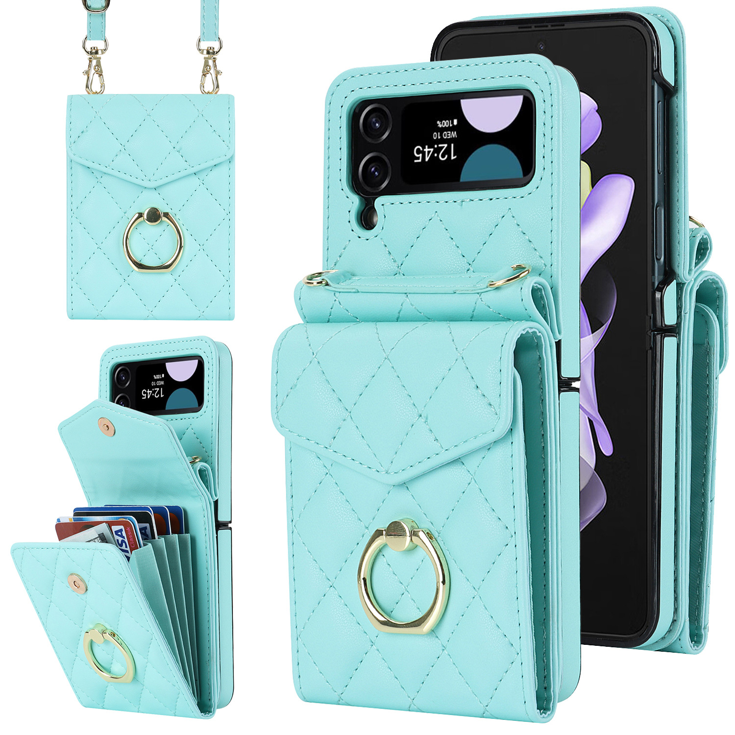 Samsung Flip6 Crossbody Phone Case With Ring And Wallet Cover_voghion.com