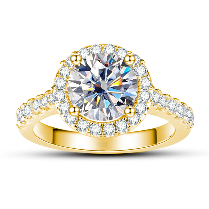 1 quilate 6.5mm anillo de diamante de color oro anillo de diamante de plata S925 propuesta de matrimonio anillo de mujer explosivo lote