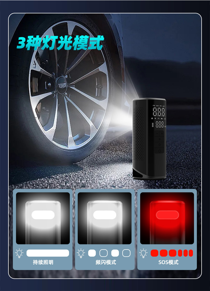 25-Cylinder Wireless Lithium Battery Car Air Pump, Car Emergency Start-Up and Charging All-In-One Device with Strong Battery Life