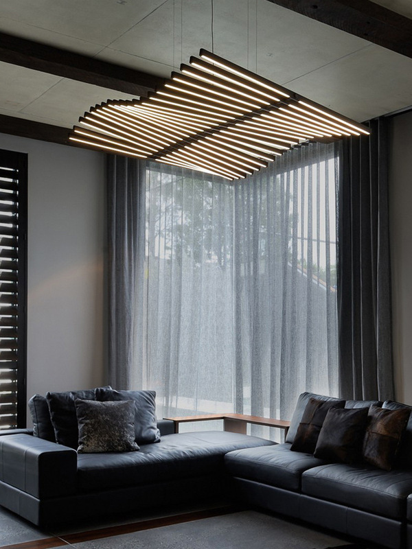 Nordic Living Room Chandelier Modern Minimalist Designer Dining Room Lamp Minimalist Linear Fishbone Shape Tooling Office Tea Room