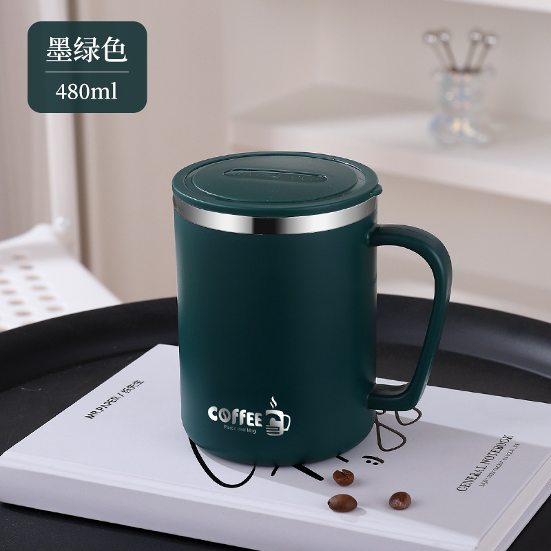304 tazas de café de acero inoxidable con tapa antideslizante, taza de leche en el dormitorio estudiantil, taza de agua doméstica para hombres y mujeres, taza de café de oficina