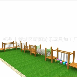 儿童户外实木攀爬架组合荡桥平衡木轮胎爬网拓展幼儿园木质滑滑梯