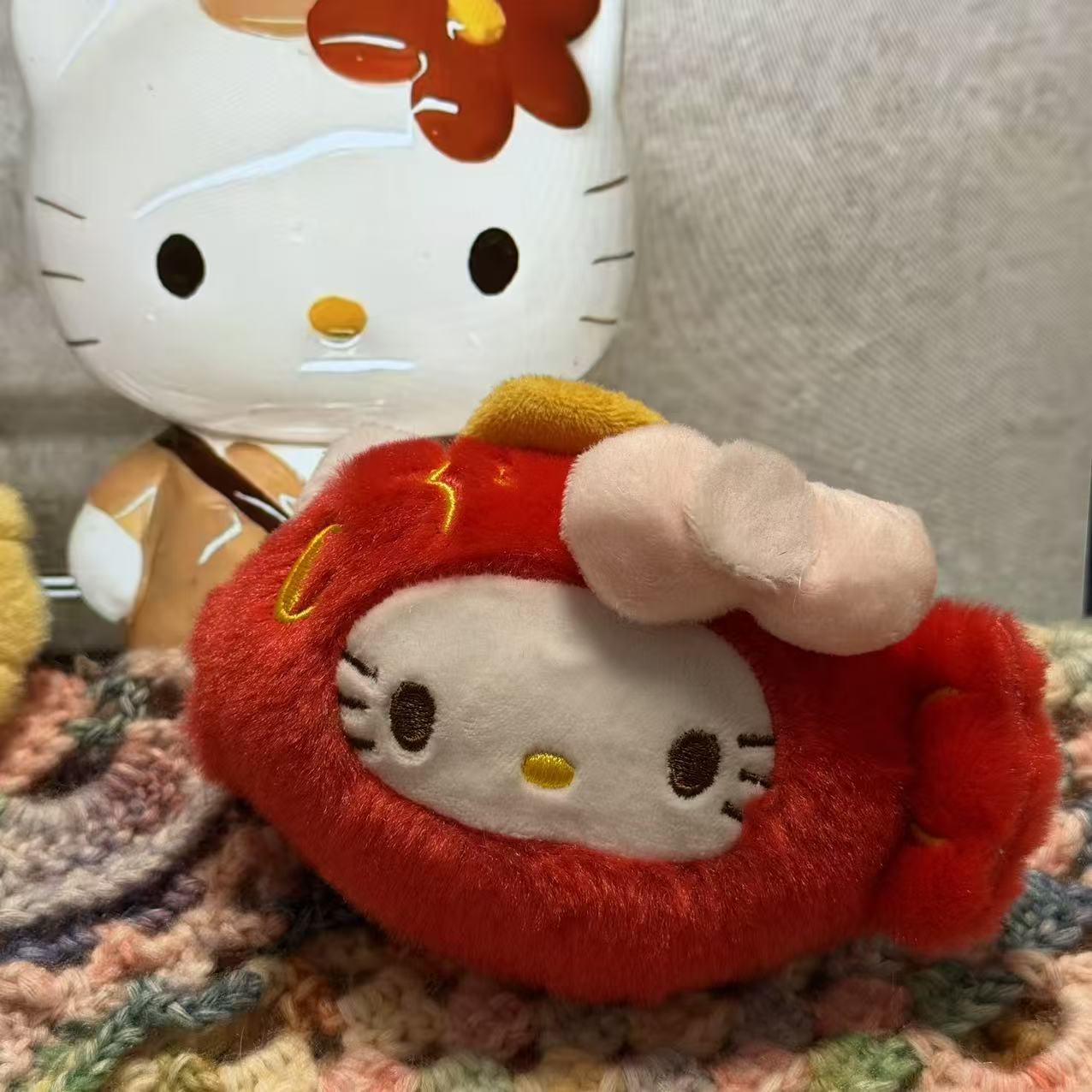 黒麦わら帽子キティ帽子ベビーペンダントラブバックル人形人形かわいいヘップバーンスタイルペンダントキーホルダー