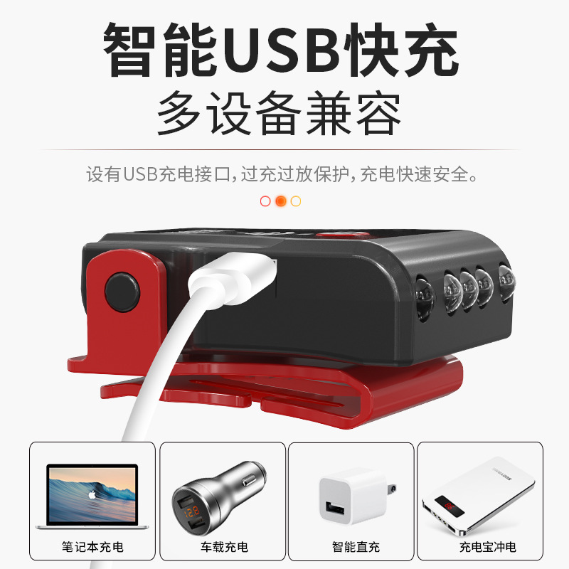 camping headlight pesca especial carga luz de inducción alta luz LED super brillante cabeza montada en el cebo sombrero sombrero lámpara de clip de sombrero