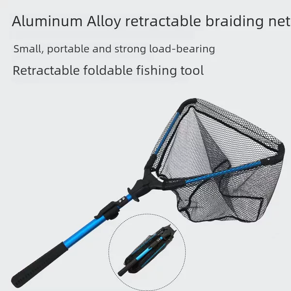 Aluminum alloy retractable triangle folding hand-made net Road fishing net double-section folding hand-made net single-section Net