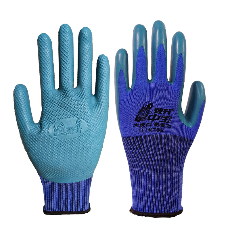 Dengsheng Palm Treasure 788 transpirable resistente al desgaste antideslizante construcción de acero Tierra Grande Tigre boca de goma en relieve guantes de protección laboral