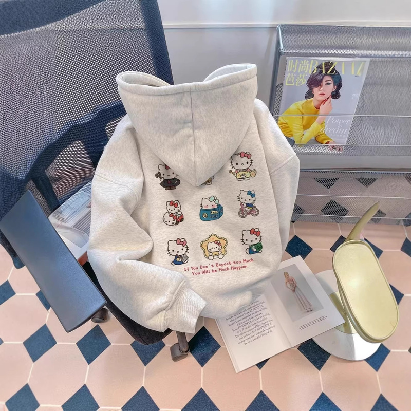 American-Style Cute Hello Kitty Printed Hooded Fleece Sweatshirt for Couples, Versatile Casual Hooded Top, 2026 Trendy Ins Style American-Style Cute Hello Kitty Printed Hooded Fleece Sweatshirt for Couples, Versatile Casual Hooded Top, 2026 Trendy Ins Style