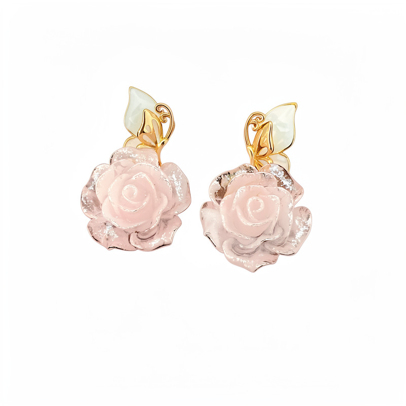 Agujas de plata goteando aceite de resina de mariposa flor pernos de aretes de brillo dulce temperamento fresco pendientes de moda lujoso ligero de alta sensación de aretes image 6