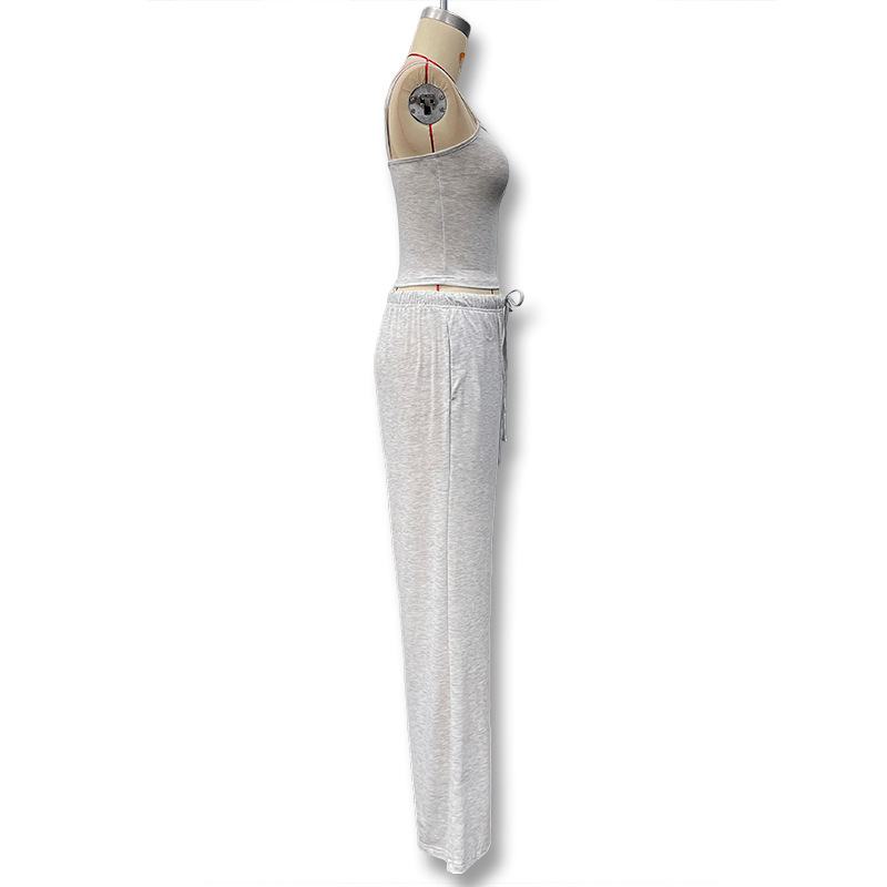 Women's Slim Fit Camisole Vest And Drawstring Trouser Pant Set_voghion.com