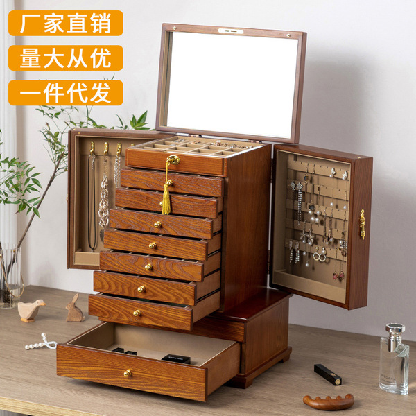 Capacious multilayer storage system from natural wood