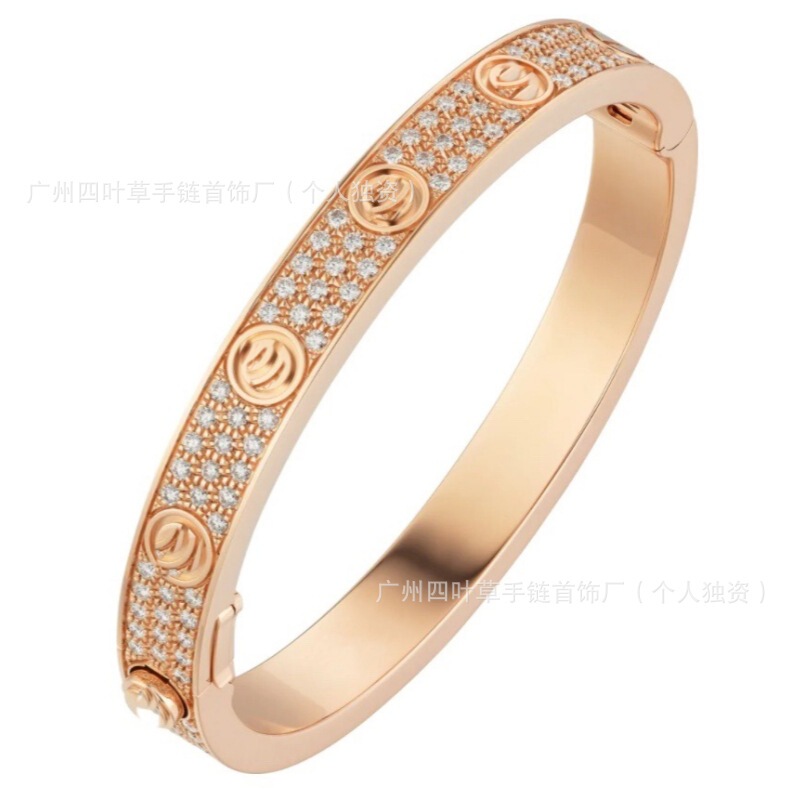 ハイバージョン Kajia LOVE ナローバージョン カスミソウ ブレスレット レディース V ゴールド厚メッキ 18K ローズゴールド フルダイヤモンド カップル ブレスレット 男女兼用|undefined