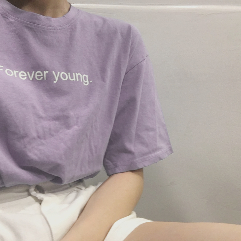 2021短袖t恤女新款夏季韩版原宿女士学生字母印花宽松上衣
