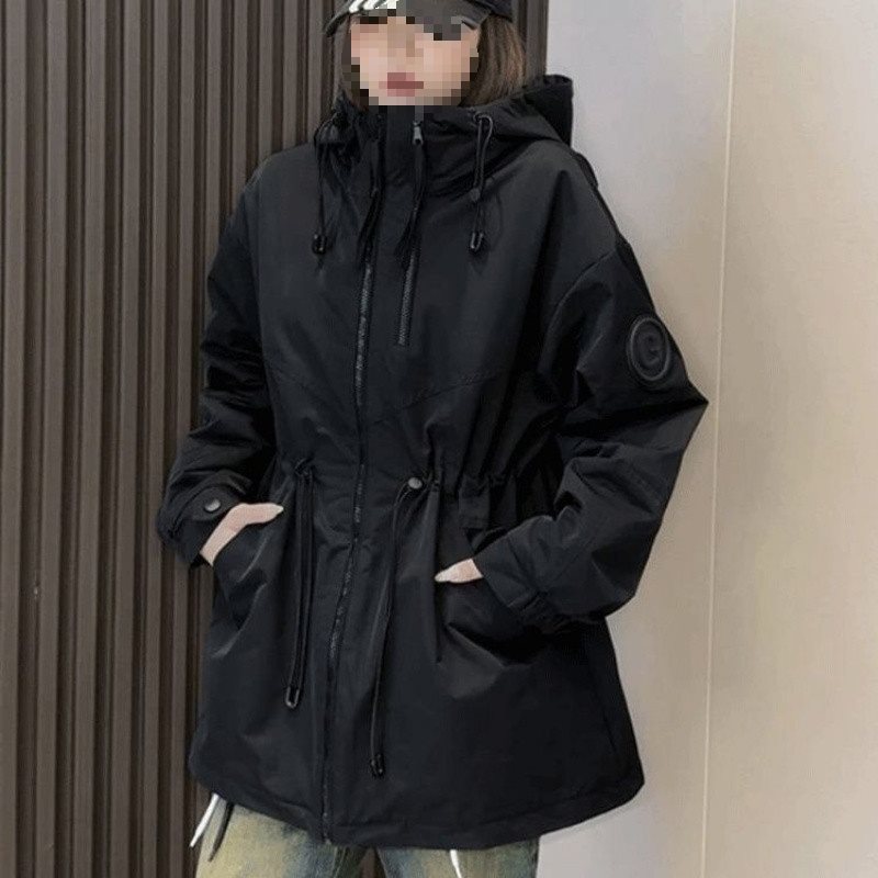 欧货大码冲锋衣女2024秋季收腰百搭风衣中长款工装外套上衣夹克|undefined