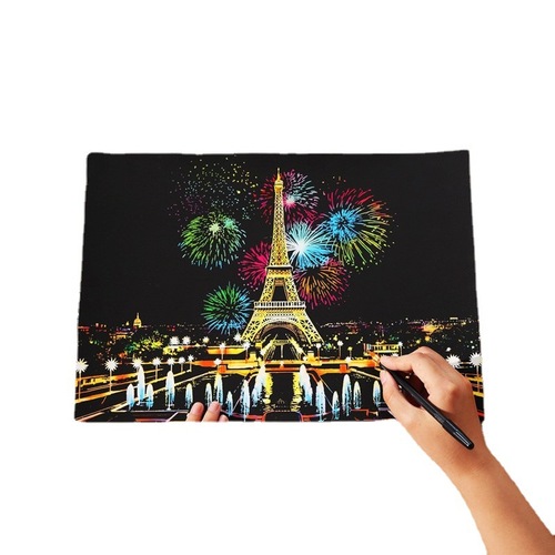 Yuelu YUELU Colorful City III City Night Scene Scratch Painting Creative Diy Handmade Scratch Painting Factory Direct Sales