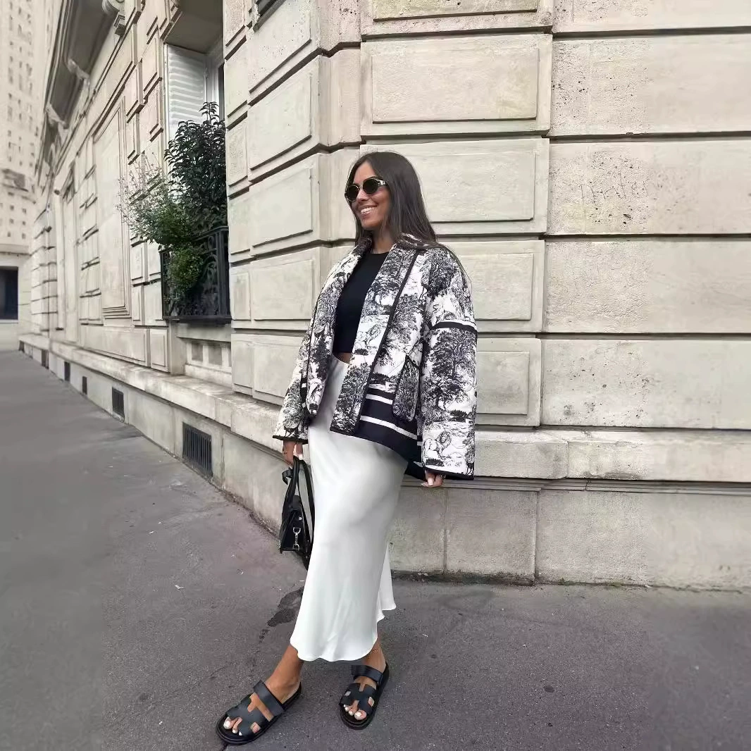 Трансграничная европейская и американская мода AliExpress, популярная модная хлопковая куртка с 6-цветным принтом