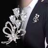 Crystal, universal retro swan from pearl, high-end brooch lapel pin, simple and elegant design, wholesale