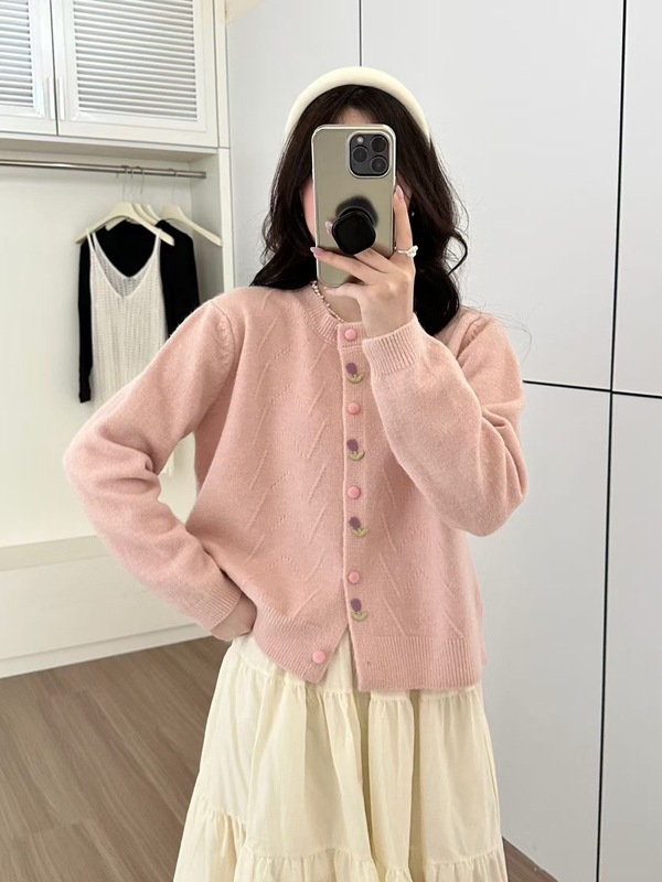 韩系温柔风针织开衫外套女2025新款初秋设计感小众宽松显瘦上衣|undefined