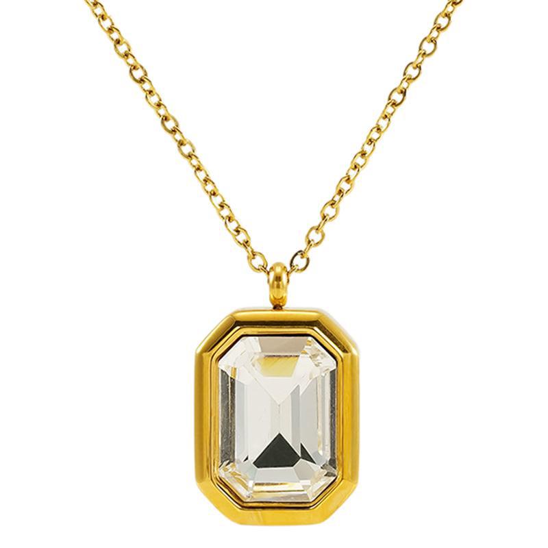 Europa y los Estados Unidos red viento cuadrado de acero inoxidable collar de zircon mujer moda versátil colgante clavícula al por mayor de alta calidad