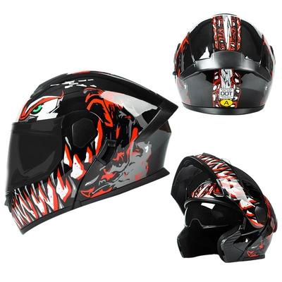 Motorcycle Safety Supplies — Women's Motorcycle Safety Helmet All-Season - new-venom-3cdot-certified-black-tea-mirror-free-hd-mirror-m-55-56-head-circumference