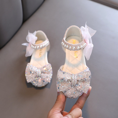 2024 Autumn New Korean Version Princess Girls Student Baby Children's Leather Shoes Trendy Small, Medium and Big Children