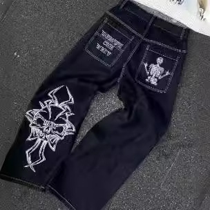 国境を越えた潮牌全刺繍爆品全刺繍頭蓋綿カジュアルパンツ男性式ストレートパンツ潮レジャーパンツ|undefined