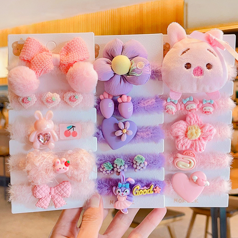 Los niños no lastiman el Pelo elástico banda de goma lindo bebé corbata accesorios para el cabello Niña de dibujos animados de peluche anillo de pelo tocado