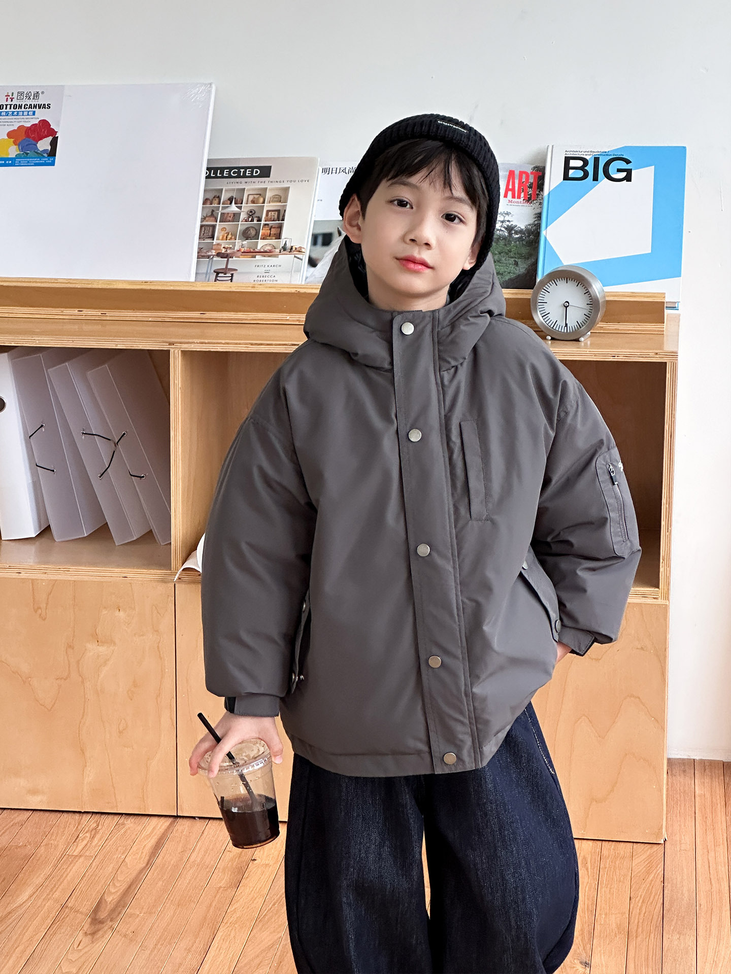 Chaqueta de plumón para niños chaqueta encapuchada para niños invierno 2025 ropa infantil invierno niño pequeño 90 chaqueta blanca gruesa