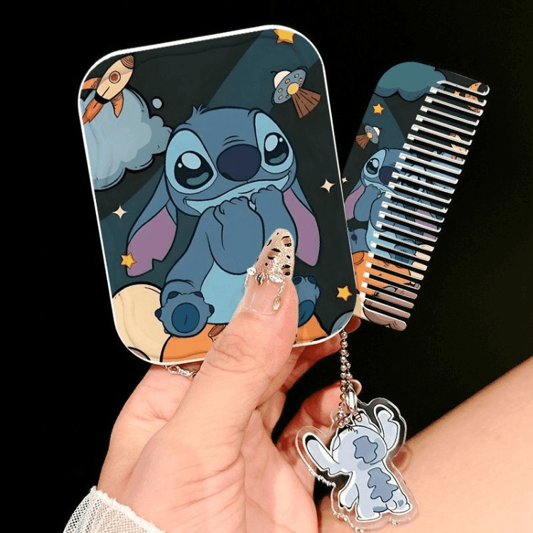 Cute gato pequeño espejo de dibujos animados espejo de maquillaje portátil alto valor facial estudiante de mano plegable espejo de maquillaje mujer