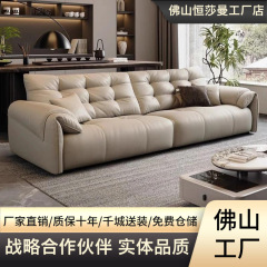 意式轻奢大象耳朵真皮沙发现代头层牛皮高级感客厅小户型直排沙发