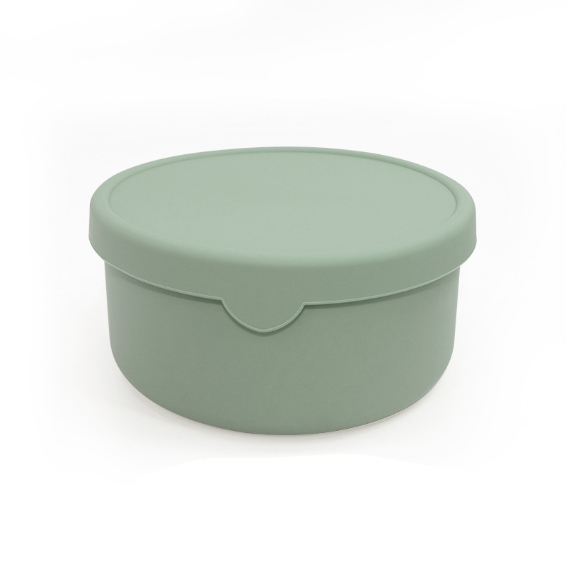 Caja de silicona redonda sellada aislamiento térmico caja de almuerzo calentamiento por microondas con cubierta