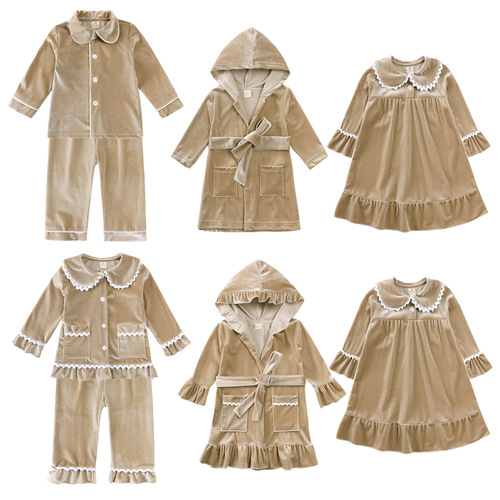 New children's bathrobe gold velvet home clothes for boys and girls autumn and winter children's nightgown wholesale agent