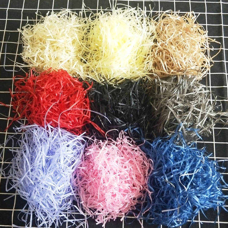 拉菲草婚庆喜糖礼盒包装填充物彩色碎纸丝礼品装饰20g50g跨境热卖