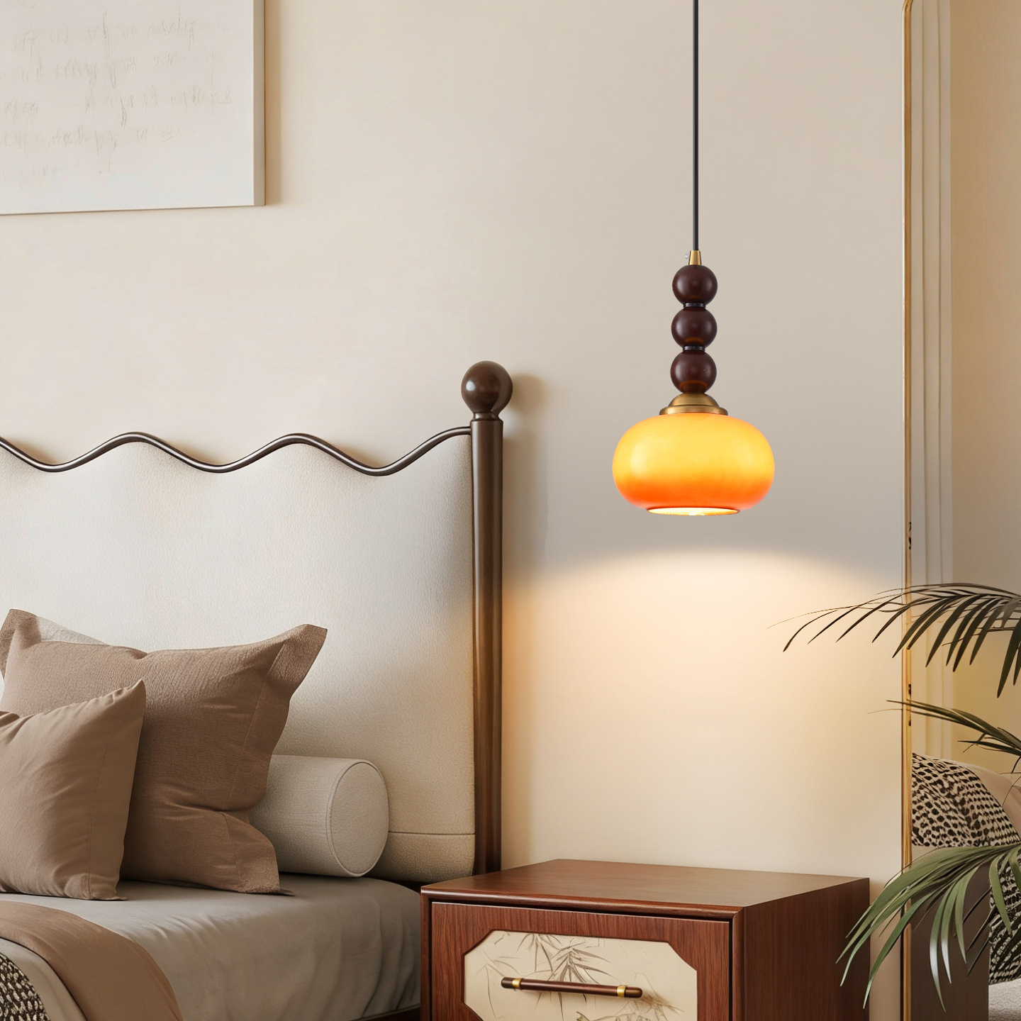 Gu casa antigua lámpara de cabezal de cama pasillo color nuez lámpara de cabina francesa retro lámpara de comedor 125L