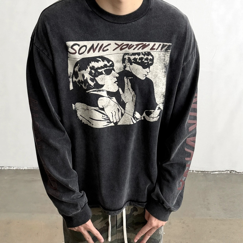 SONIC YOUTH x NIRVANA 1990 Cobain Tour Super Rare Long Sleeve T-Shirt