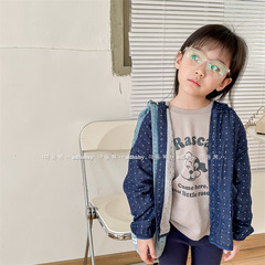 2024 new children's clothing spring clothing children's autumn Korean style cotton and linen hooded jacket boys and girls cardigan 123036