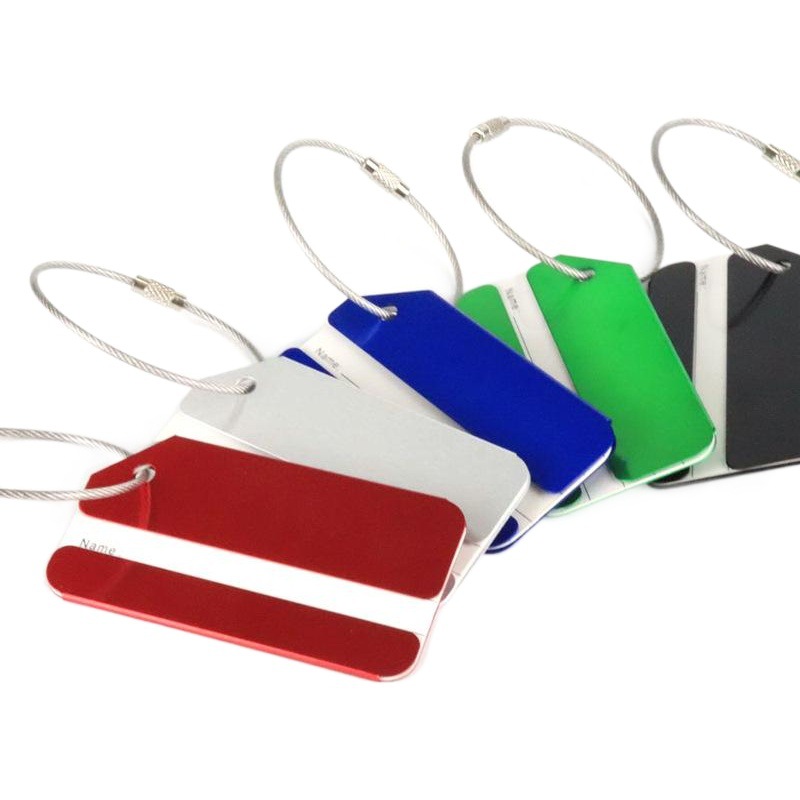Directo de fábrica de aleación de aluminio metal avión equipaje etiqueta de equipaje listado ID Tarjeta de Identificación multicolor en stock