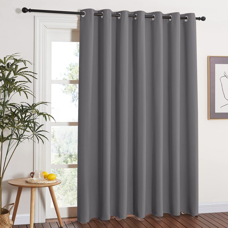 Cross-Border Gray Blackout Patio Sliding Door Curtain Grommet Room Partition Insulation Curtain Suitable for French Door Living Room