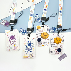 New wholesale plastic slide astronaut cartoon card holder student meal card access card game card protective cover lanyard