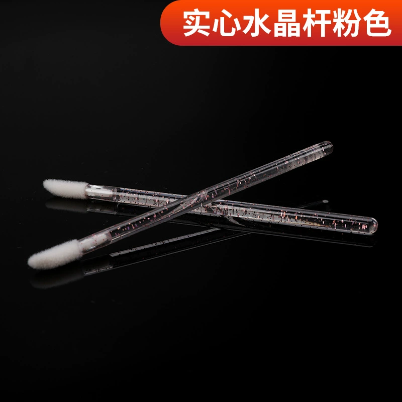 Disposable Lip Brush (Golden holes) Solid Crystal Rod, Fibrous Velvet Head, 92 mm
