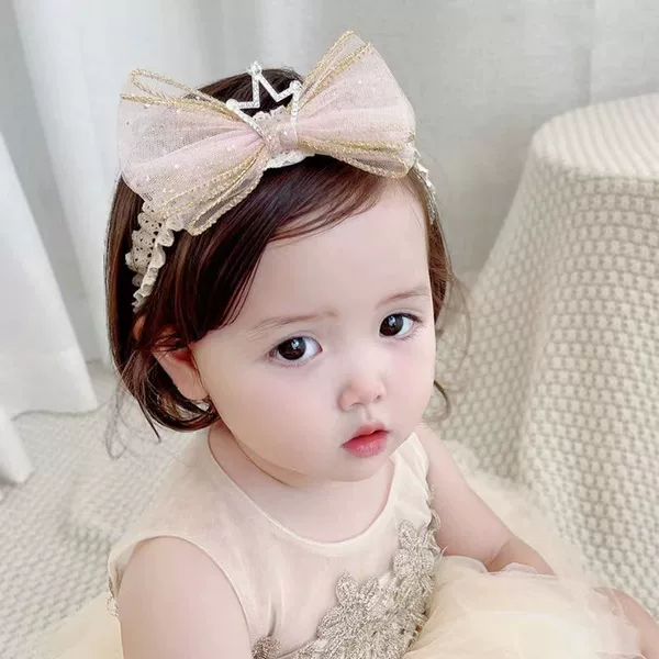 New Baby Hair Band Korean Children Baby Hair Band Butterfly Hair Accessories Do Not Hurt Hair Lace Princess Crown Headwear