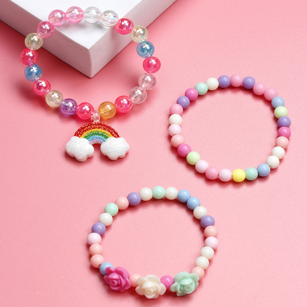 1 Set Sweet Rainbow Arylic Girlu0027S Bracelets